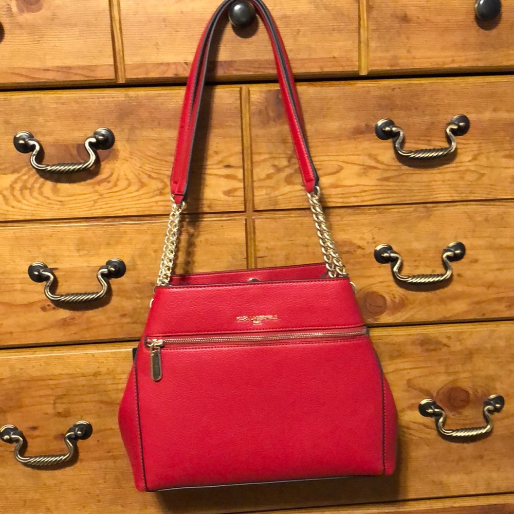 NWT Karl Lagerfeld shoulder handbag LH1CZ437 crimson red.